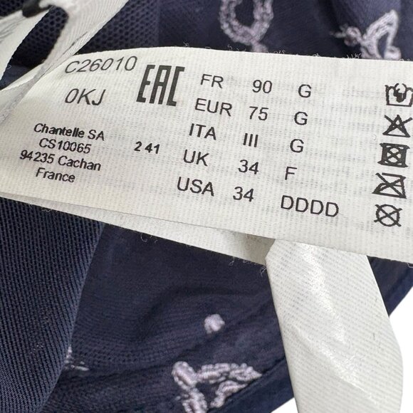 Chantelle C26010 Champs Elysees Full Cup Bra in Navy 34DDDD Navy - Picture 3 of 5